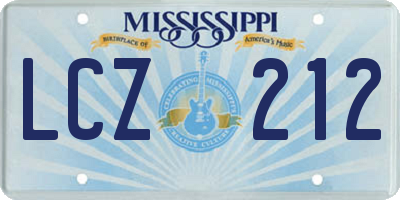 MS license plate LCZ212