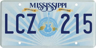 MS license plate LCZ215