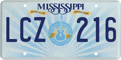 MS license plate LCZ216