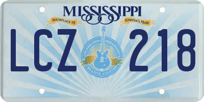 MS license plate LCZ218