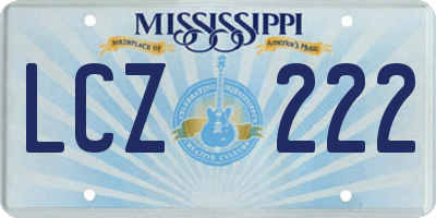 MS license plate LCZ222