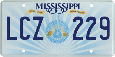 MS license plate LCZ229