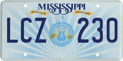 MS license plate LCZ230