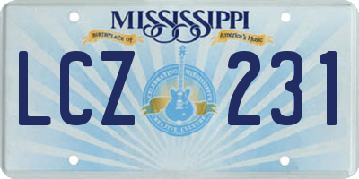 MS license plate LCZ231