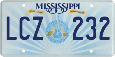 MS license plate LCZ232