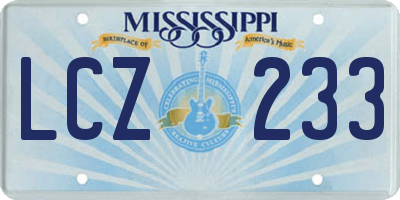 MS license plate LCZ233