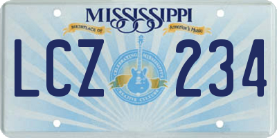 MS license plate LCZ234