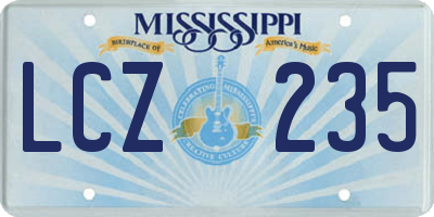 MS license plate LCZ235