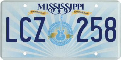 MS license plate LCZ258