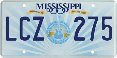 MS license plate LCZ275