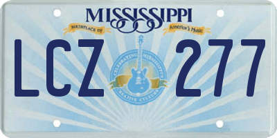 MS license plate LCZ277