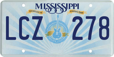 MS license plate LCZ278