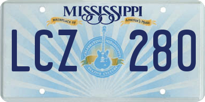 MS license plate LCZ280