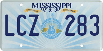MS license plate LCZ283