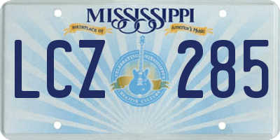 MS license plate LCZ285