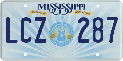 MS license plate LCZ287