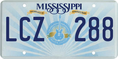 MS license plate LCZ288
