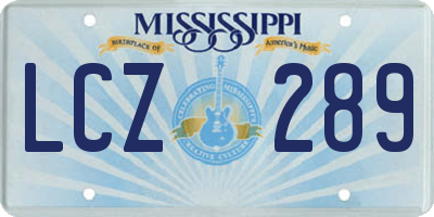 MS license plate LCZ289