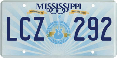 MS license plate LCZ292