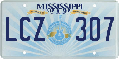MS license plate LCZ307