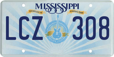 MS license plate LCZ308