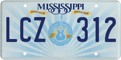 MS license plate LCZ312