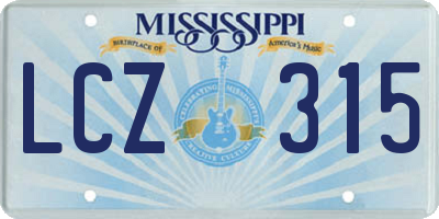 MS license plate LCZ315