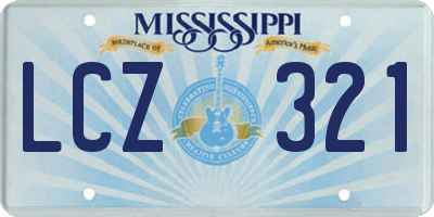 MS license plate LCZ321