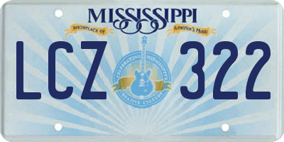 MS license plate LCZ322