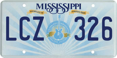 MS license plate LCZ326