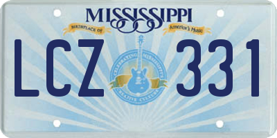 MS license plate LCZ331