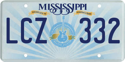 MS license plate LCZ332