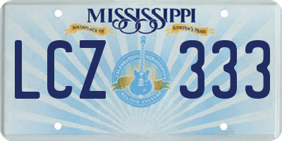 MS license plate LCZ333
