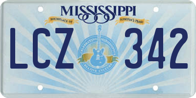 MS license plate LCZ342