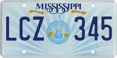 MS license plate LCZ345