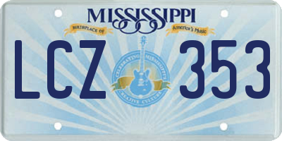 MS license plate LCZ353