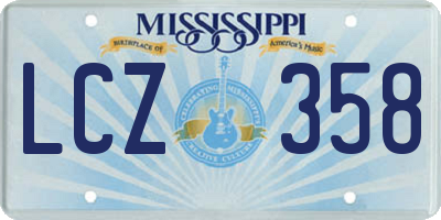 MS license plate LCZ358