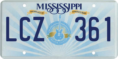 MS license plate LCZ361