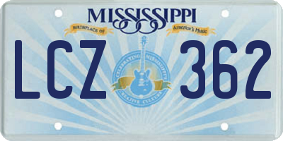 MS license plate LCZ362