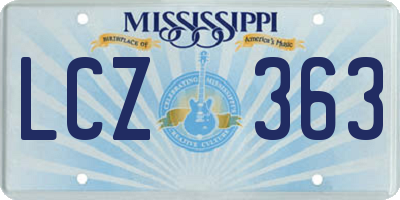 MS license plate LCZ363