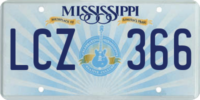 MS license plate LCZ366