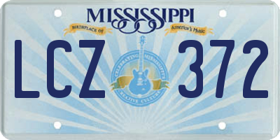 MS license plate LCZ372