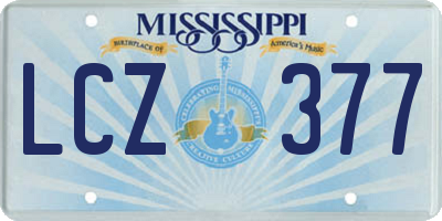 MS license plate LCZ377
