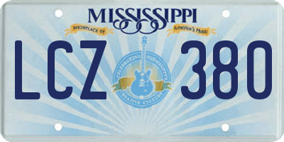 MS license plate LCZ380