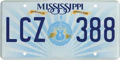 MS license plate LCZ388