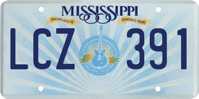 MS license plate LCZ391