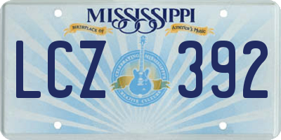 MS license plate LCZ392