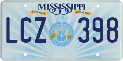 MS license plate LCZ398