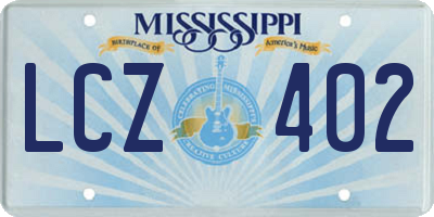 MS license plate LCZ402