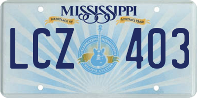 MS license plate LCZ403